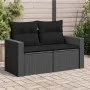 2-seater garden sofa with black synthetic rattan cushions by , Outdoor sofas - Ref: Foro24-365989, Price: 187,53 €, Discount: %