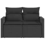 2-seater garden sofa with black synthetic rattan cushions by , Outdoor sofas - Ref: Foro24-365989, Price: 187,53 €, Discount: %