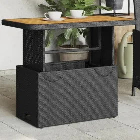 Mesa de jardín madera de acacia y ratán PE negro 90x55x71 cm de , Mesas de jardín - Ref: Foro24-368275, Precio: 105,88 €, Des...