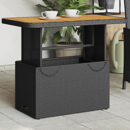 Mesa de jardín madera de acacia y ratán PE negro 90x55x71 cm de , Mesas de jardín - Ref: Foro24-368275, Precio: 101,93 €, Des...