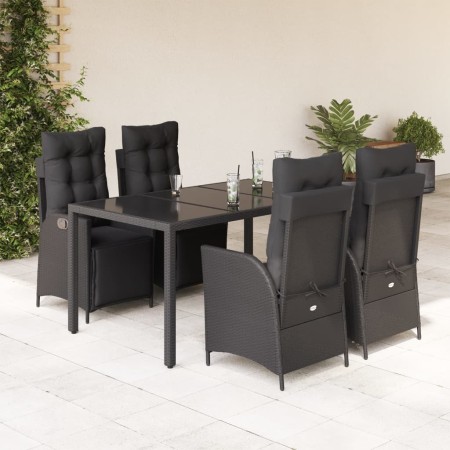 Set de muebles jardín 5 pzas con cojines ratán sintético negro en Conjuntos de jardín | Comprar online en Foru.es