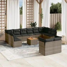 Set sofás de jardín con cojines 13 piezas ratán sintético gris de , Conjuntos de jardín - Ref: Foro24-3223918, Precio: 774,64...