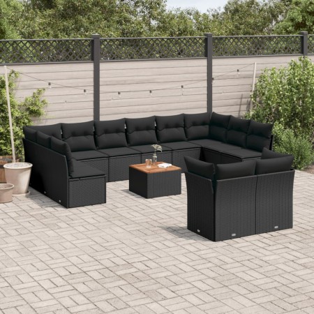 Set de sofás de jardín y cojines 13 pzas ratán sintético negro de , Conjuntos de jardín - Ref: Foro24-3223913, Precio: 827,36...