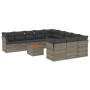 Set de sofás de jardín 12 pzas con cojines ratán sintético gris de , Conjuntos de jardín - Ref: Foro24-3223911, Precio: 677,9...