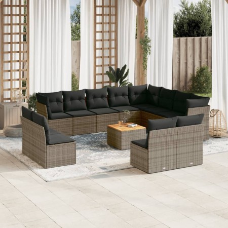 Set sofás de jardín con cojines 13 piezas ratán sintético gris de , Conjuntos de jardín - Ref: Foro24-3223932, Precio: 769,46...