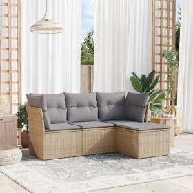 Juego de sofás jardín con cojines 4 pzas ratán sintético beige de , Conjuntos de jardín - Ref: Foro24-3249378, Precio: 265,50...