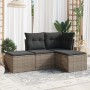 Set de sofás de jardín 4 pzas y cojines ratán sintético gris de , Conjuntos de jardín - Ref: Foro24-3249319, Precio: 242,82 €...