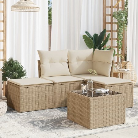 Juego de sofás jardín con cojines 5 pzas ratán sintético beige de , Conjuntos de jardín - Ref: Foro24-3249327, Precio: 325,87...