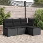 Taburete de jardín de ratán sintético negro y cojín 55x55x37cm de , Otomanas de exterior - Ref: Foro24-365968, Precio: 61,42 ...