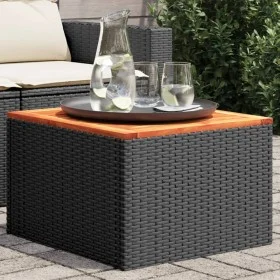 Mesa de jardín de madera de acacia y ratán PE negro 55x55x37 cm de , Mesas de jardín - Ref: Foro24-365975, Precio: 46,81 €, D...