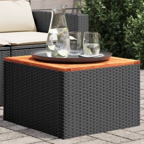 Mesa de jardín de madera de acacia y ratán PE negro 55x55x37 cm de , Mesas de jardín - Ref: Foro24-365975, Precio: 48,32 €, D...