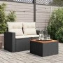 Mesa de jardín de madera de acacia y ratán PE negro 55x55x37 cm de , Mesas de jardín - Ref: Foro24-365975, Precio: 46,81 €, D...