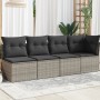 Sofá de jardín con cojines 4 plazas ratán sintético gris de , Sofás de exterior - Ref: Foro24-366115, Precio: 228,34 €, Descu...