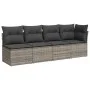 Garden sofa with cushions, 4 seats, synthetic gray rattan by , Outdoor sofas - Ref: Foro24-366115, Price: 224,78 €, Discount: %