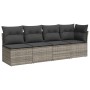 Sofá de jardín con cojines 4 plazas ratán sintético gris de , Sofás de exterior - Ref: Foro24-366115, Precio: 228,34 €, Descu...