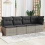 Sofá de jardín con cojines 4 plazas ratán sintético gris de , Sofás de exterior - Ref: Foro24-366115, Precio: 228,34 €, Descu...
