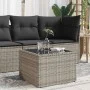 Mesa de jardín superficie de cristal ratán PE gris 55x55x37 cm de , Mesas de jardín - Ref: Foro24-366120, Precio: 57,00 €, De...