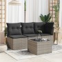 Mesa de jardín superficie de cristal ratán PE gris 55x55x37 cm de , Mesas de jardín - Ref: Foro24-366120, Precio: 54,95 €, De...