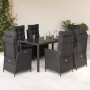 Set de comedor de jardín 7 pzas y cojines ratán sintético negro en Conjuntos de jardín | Comprar online en Foru.es