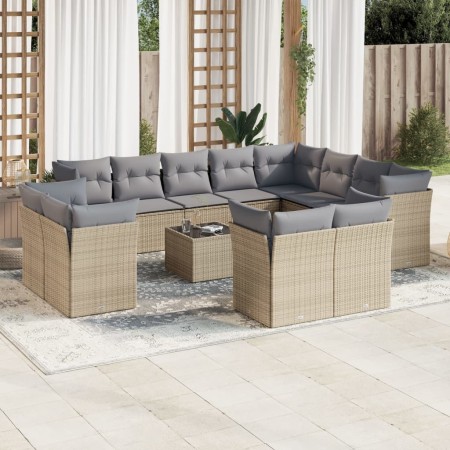 Set sofás de jardín con cojines 13 pzas ratán sintético beige de , Conjuntos de jardín - Ref: Foro24-3250378, Precio: 894,84 ...