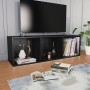 Estantería libros/mueble TV contrachapada negro 36x30x114 cm de , Librerías y estanterías - Ref: Foro24-800136, Precio: 41,84...