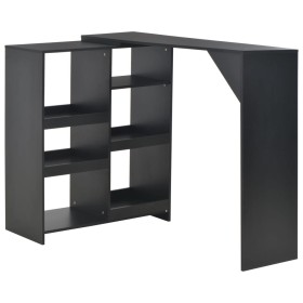 Mesa de bar con estantería móvil negro 138x39x110 cm de , Mesas de cocina y de comedor - Ref: Foro24-280223, Precio: 138,23 €...