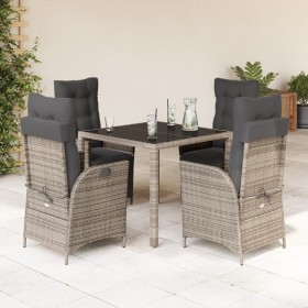 Set comedor de jardín 5 piezas con cojines ratán sintético gris en Conjuntos de jardín | Comprar online en Foru.es