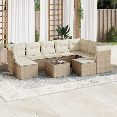 Juego de sofás jardín con cojines beige 10 pzas ratán sintético de , Conjuntos de jardín - Ref: Foro24-3250417, Precio: 675,9...