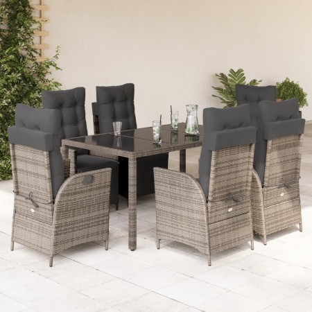 Set comedor jardín 7 pzas y cojines ratán sintético gris en Conjuntos de jardín | Comprar online en Foru.es