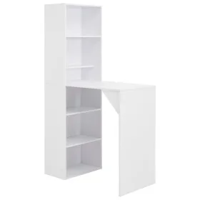 Mesa de bar con estantería blanca 115x59x200 cm de , Mesas de cocina y de comedor - Ref: Foro24-280227, Precio: 211,08 €, Des...