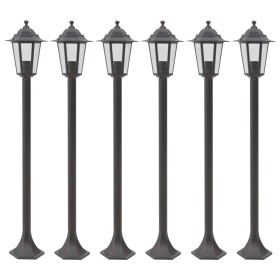 Farolas de jardín aluminio bronce E27 110 cm 6 unidades de , Iluminación de exterior - Ref: Foro24-44205, Precio: 171,24 €, D...