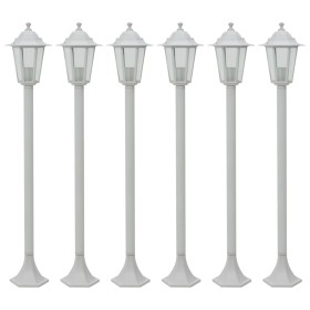Farolas de jardín aluminio blancas E27 110 cm 6 unidades de , Iluminación de exterior - Ref: Foro24-44215, Precio: 163,35 €, ...