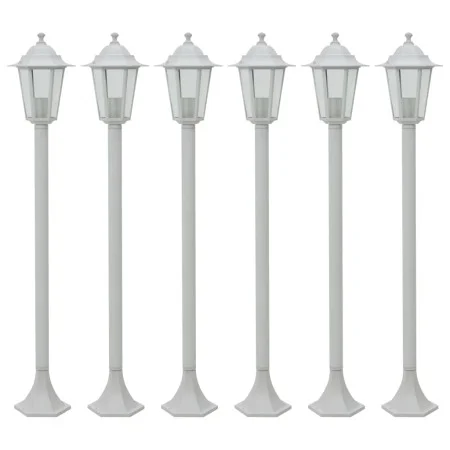 Farolas de jardín aluminio blancas E27 110 cm 6 unidades de , Iluminación de exterior - Ref: Foro24-44215, Precio: 160,20 €, ...