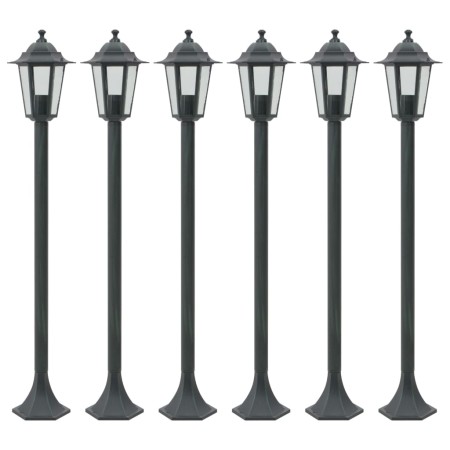 Farolas de jardín aluminio verde oscuro E27 110 cm 6 unidades de , Iluminación de exterior - Ref: Foro24-44214, Precio: 168,5...