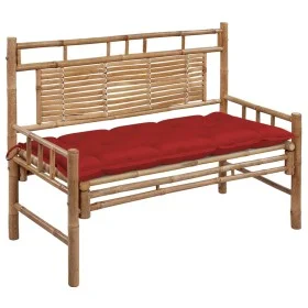Banco de jardín con cojín bambú 120 cm de , Bancos de jardín - Ref: Foro24-3063897, Precio: 134,96 €, Descuento: %
