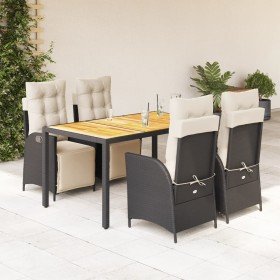 Set de muebles jardín 5 pzas con cojines ratán sintético negro en Conjuntos de jardín | Comprar online en Foru.es