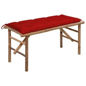 Banco de jardín plegable con cojín bambú 118 cm de , Bancos de jardín - Ref: Foro24-3063870, Precio: 96,49 €, Descuento: %