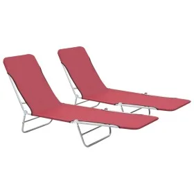 Tumbonas plegables 2 unidades acero y tela rojas de , Tumbonas - Ref: Foro24-44301, Precio: 87,39 €, Descuento: %