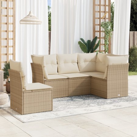 Juego de sofás jardín con cojines 5 pzas ratán sintético beige de , Conjuntos de jardín - Ref: Foro24-3249477, Precio: 367,48...