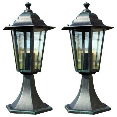 Lámpara de jardín 2 uds aluminio verde oscuro/negro de , Iluminación de exterior - Ref: Foro24-3057507, Precio: 51,36 €, Desc...