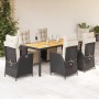 Set de comedor de jardín 7 pzas y cojines ratán sintético negro en Conjuntos de jardín | Comprar online en Foru.es