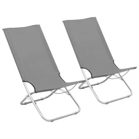 Folding beach chairs 2 units gray fabric by , Garden chairs - Ref: Foro24-310377, Price: 86,95 €, Discount: %