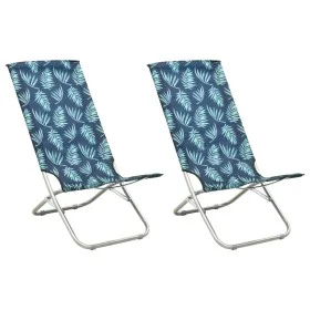 Sillas de playa plegables 2 uds tela con estampado de hojas de , Sillas de jardín - Ref: Foro24-310382, Precio: 75,49 €, Desc...