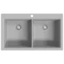 Fregadero encastrable de granito gris de dos cubetas de , Fregaderos - Ref: Foro24-141676, Precio: 262,00 €, Descuento: %