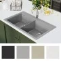 Fregadero encastrable de granito gris de dos cubetas de , Fregaderos - Ref: Foro24-141676, Precio: 262,00 €, Descuento: %