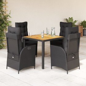 Set de muebles jardín 5 pzas con cojines ratán sintético negro en Conjuntos de jardín | Comprar online en Foru.es