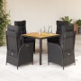 Set de muebles jardín 5 pzas con cojines ratán sintético negro en Conjuntos de jardín | Comprar online en Foru.es