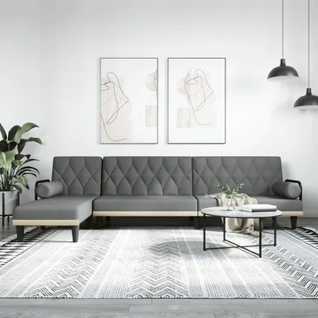 Sofá cama en forma de L tela gris oscuro 260x140x70 cm de , Sofás - Ref: Foro24-3157273, Precio: 461,80 €, Descuento: %
