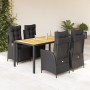 Set de muebles jardín 5 pzas con cojines ratán sintético negro en Conjuntos de jardín | Comprar online en Foru.es