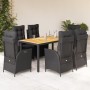 Set de comedor de jardín 7 pzas y cojines ratán sintético negro en Conjuntos de jardín | Comprar online en Foru.es